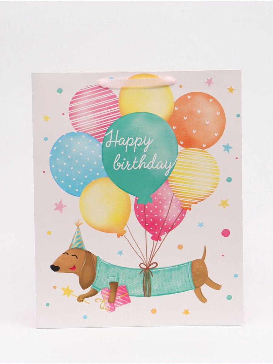 Пакет ламинированный Дарите Счастье Happy birthday XL 49 × 40 × 19 см - фото 2