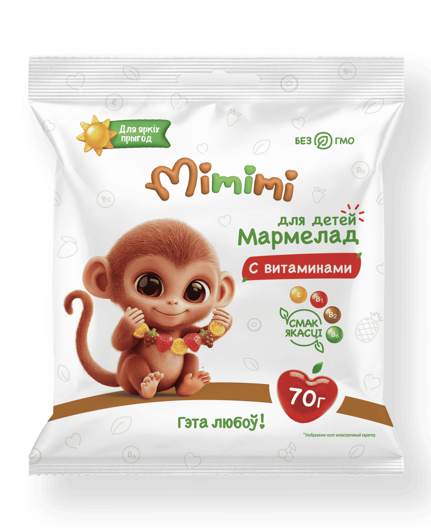 Мармелад для питания детей Mimimi с витаминами E B1 B2 B6 70г с 3л - фото 1