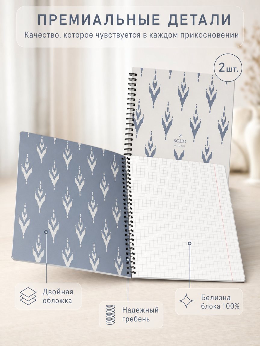 Общая тетрадь Lorex Stationery клетка 2 шт. - фото 5