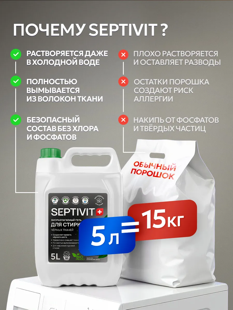 Гель для стирки SEPTIVIT Черное 5 л - фото 7