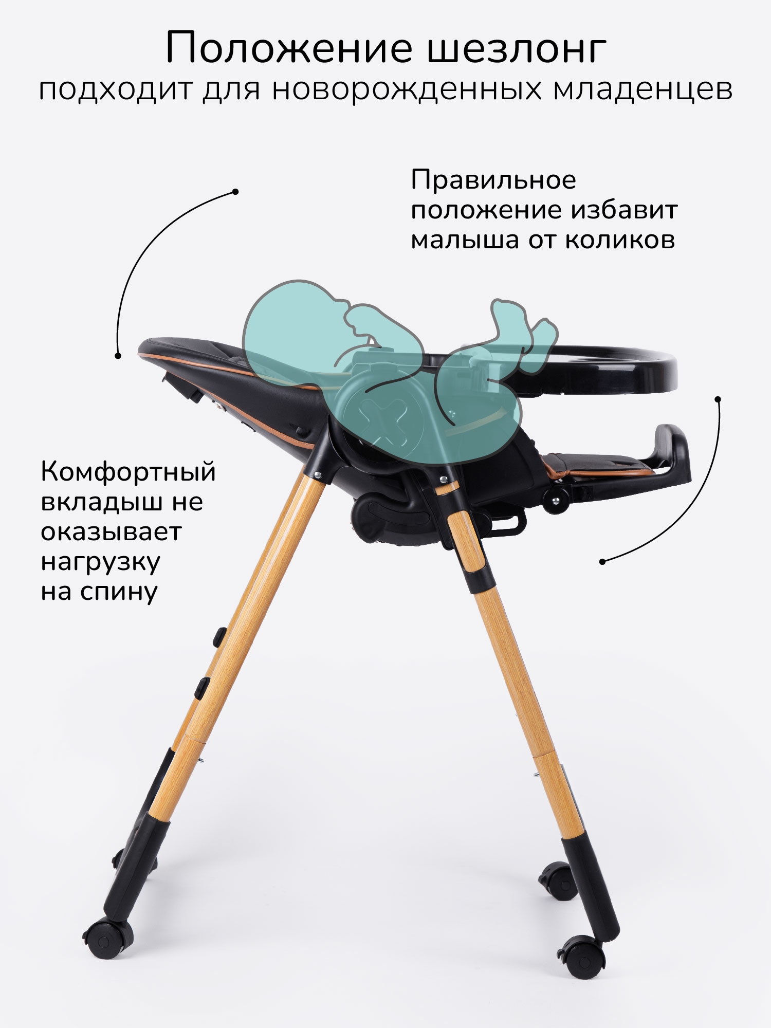 Стульчик для кормления Amarobaby Elegant черный - фото 3