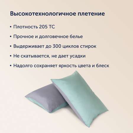 Наволочки buyson BuyСolor Лаванда/Мята, 50х70, хлопковый сатин, 2 шт.