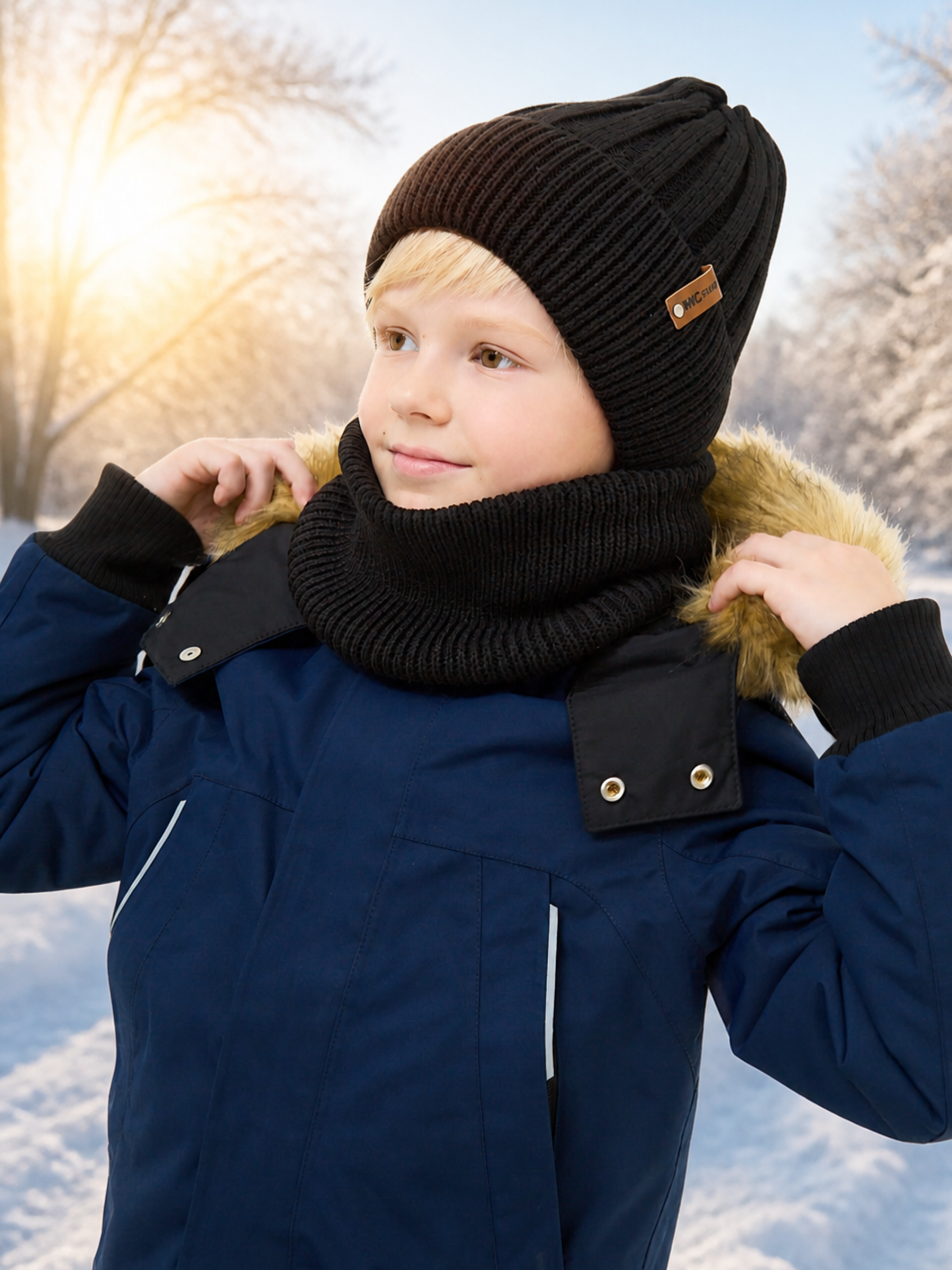 Шапка и снуд NYCkids NYC-H-54-WIDEstr-blackB - фото 3