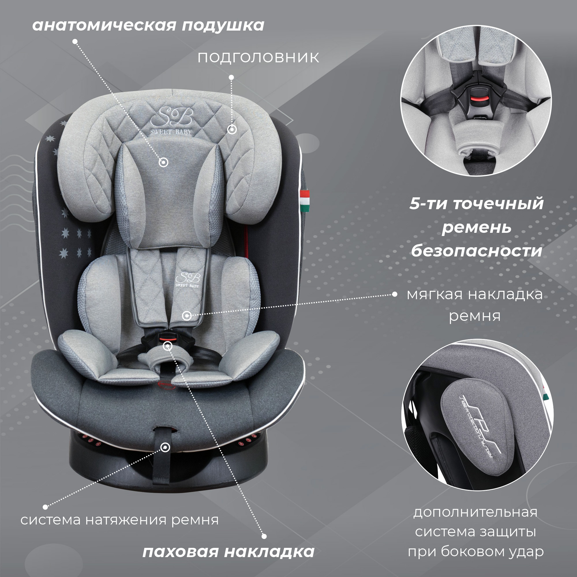 Автокресло Sweet Baby Crosstour Isofix 0+/1/2/3 (0-36 кг) - фото 4
