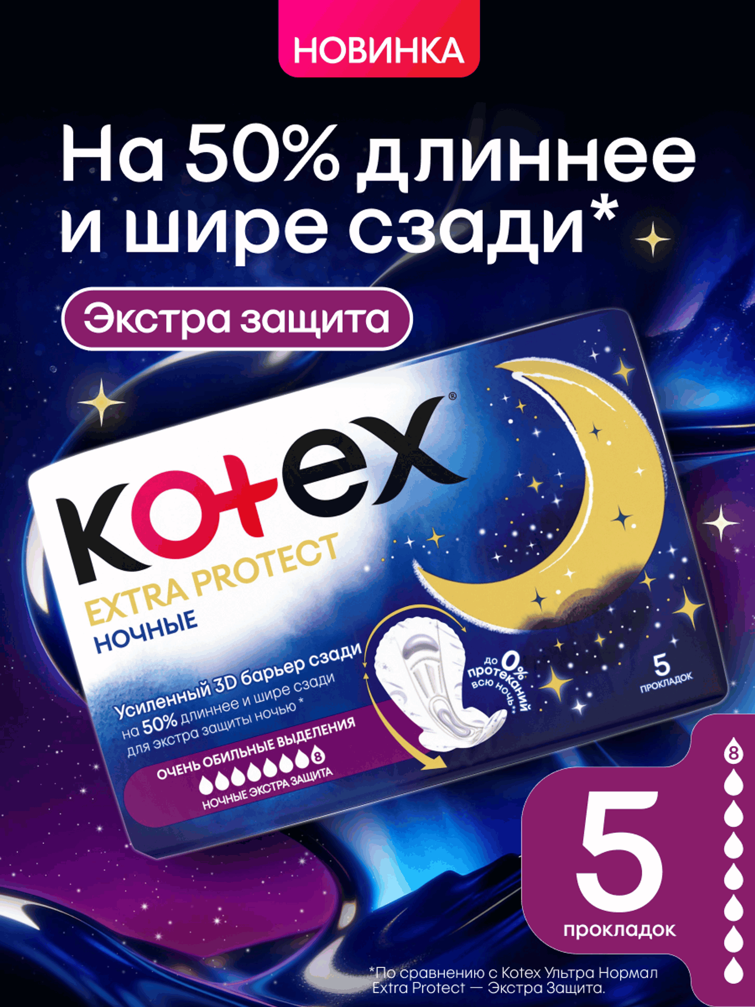 Прокладки гигиенические KOTEX Extra Protect Ночные 5шт - фото 1