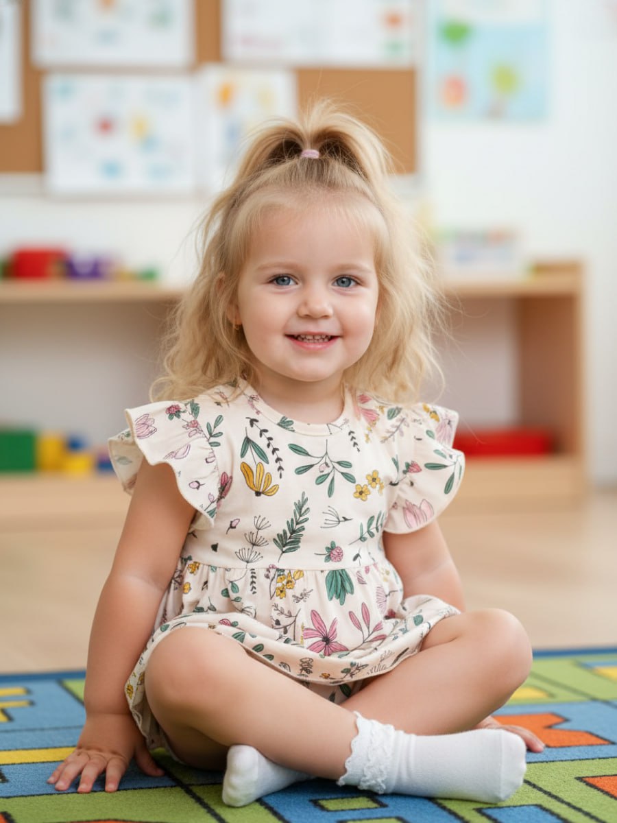 Боди-платье VEDDI 079к-21-экрю/цветочный сад - фото 3