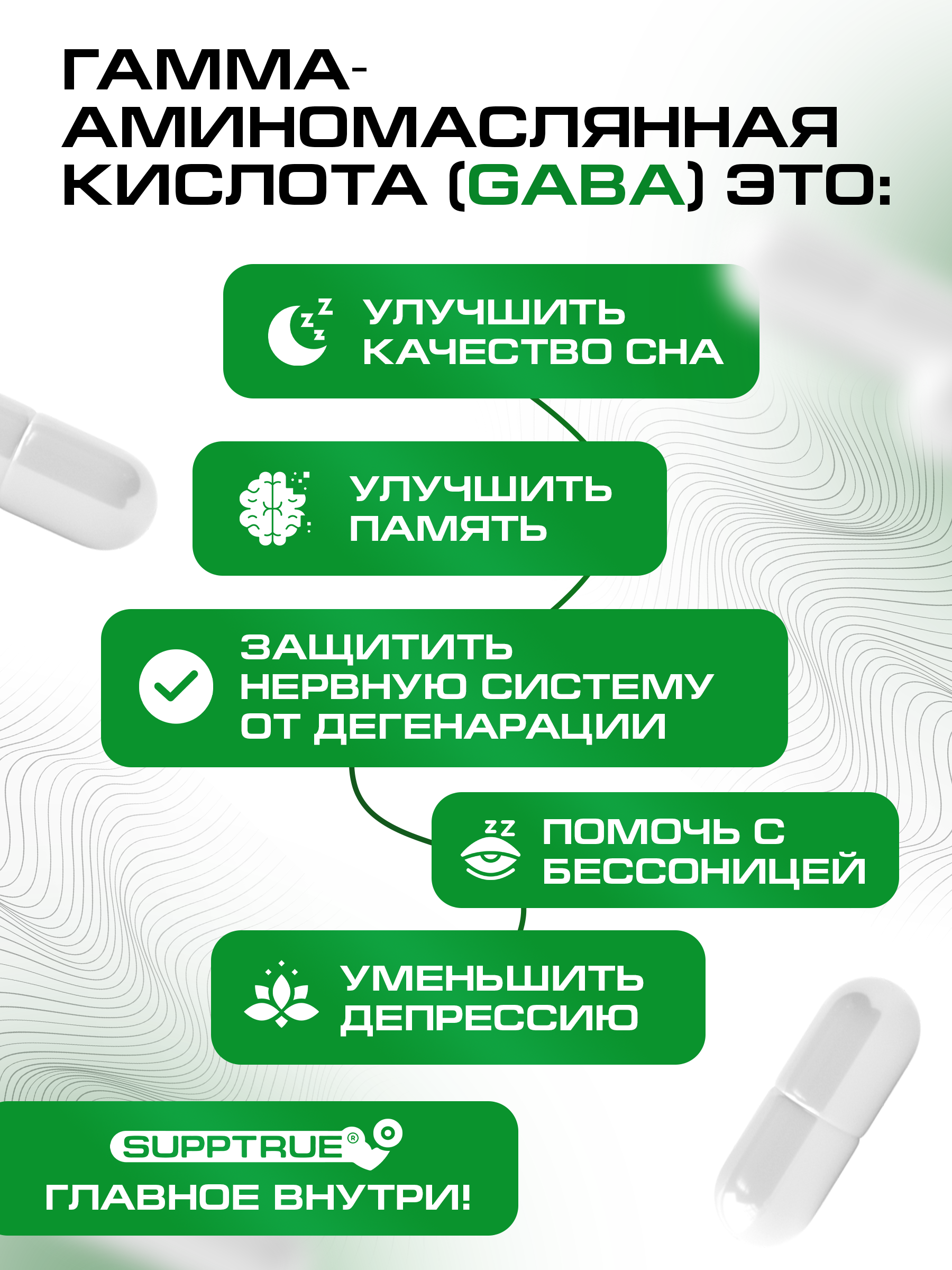 Габа 90 капсул SUPPTRUE 750 milligrams - фото 2