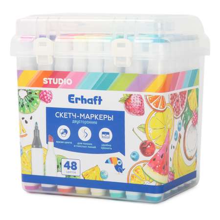 Фломастеры Erhaft двусторонний 48 цв.