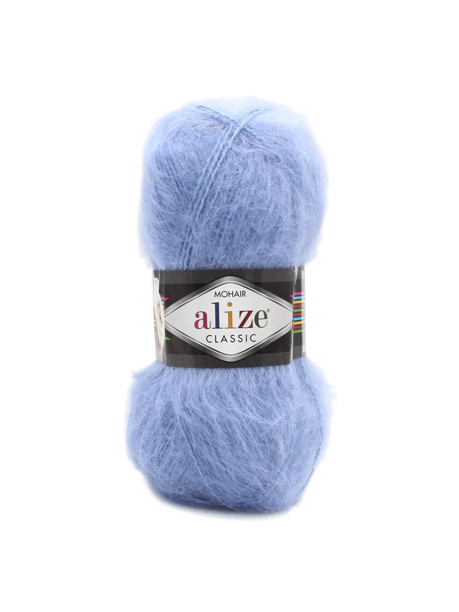 Пряжа Alize полушерстяная Mohair classic new 100 гр 200 м 5 мотков 40 голубой - фото 6