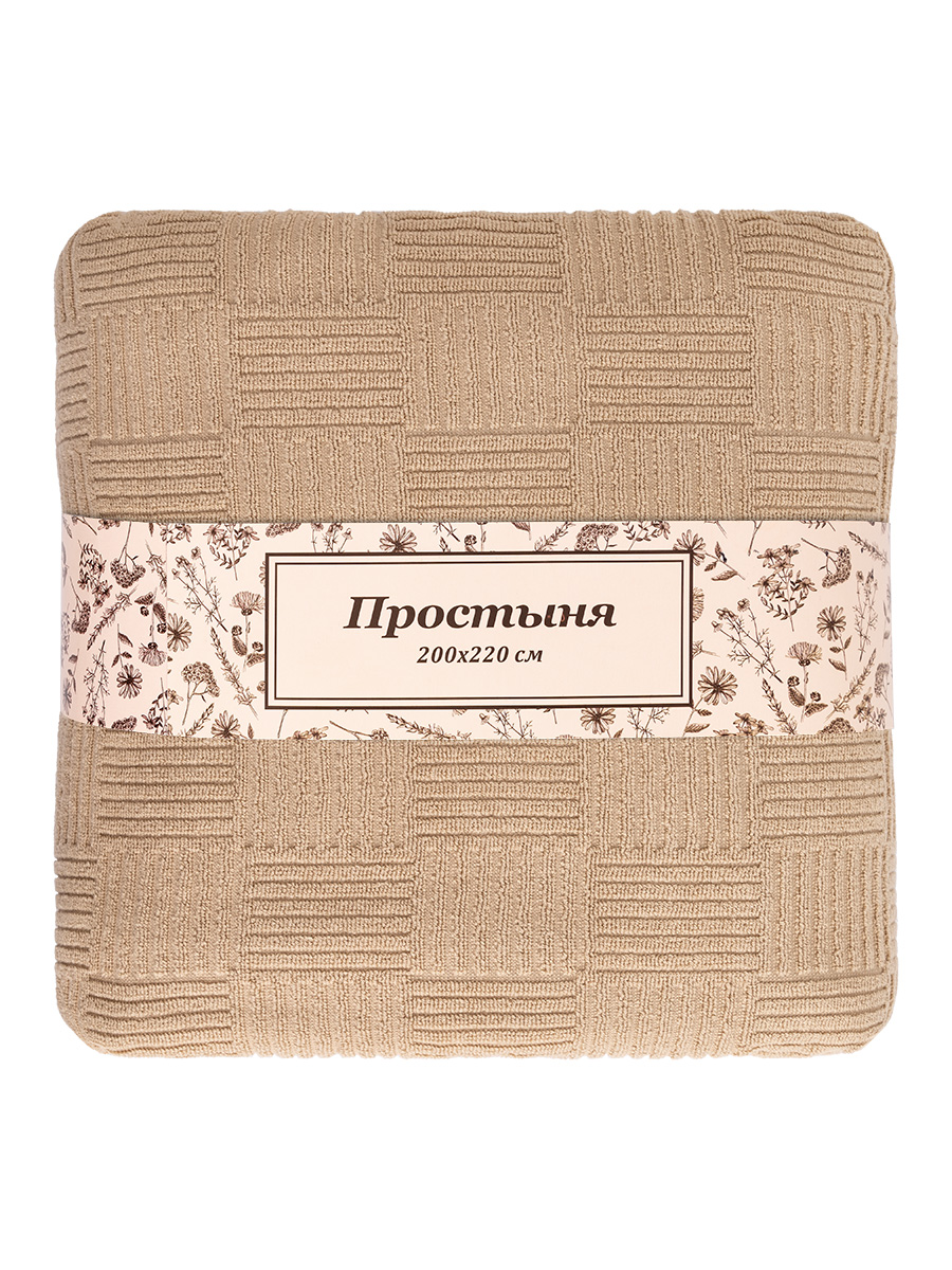 Простыня LUCKY махровая 200x220 100% хлопок бежевый D000151 - фото 6