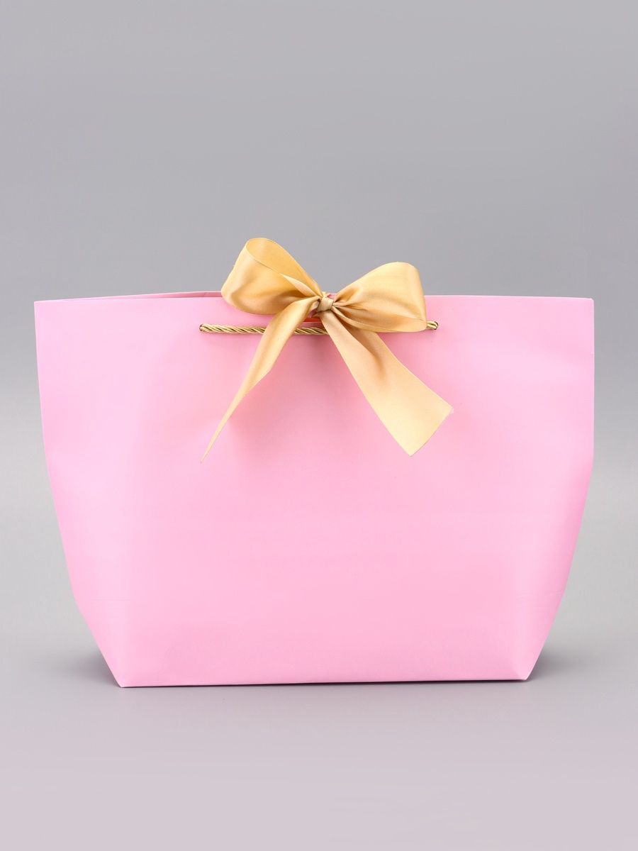 Пакет подарочный UPAK LAND с лентой 19 х 20 х 9 см розовый - фото 3
