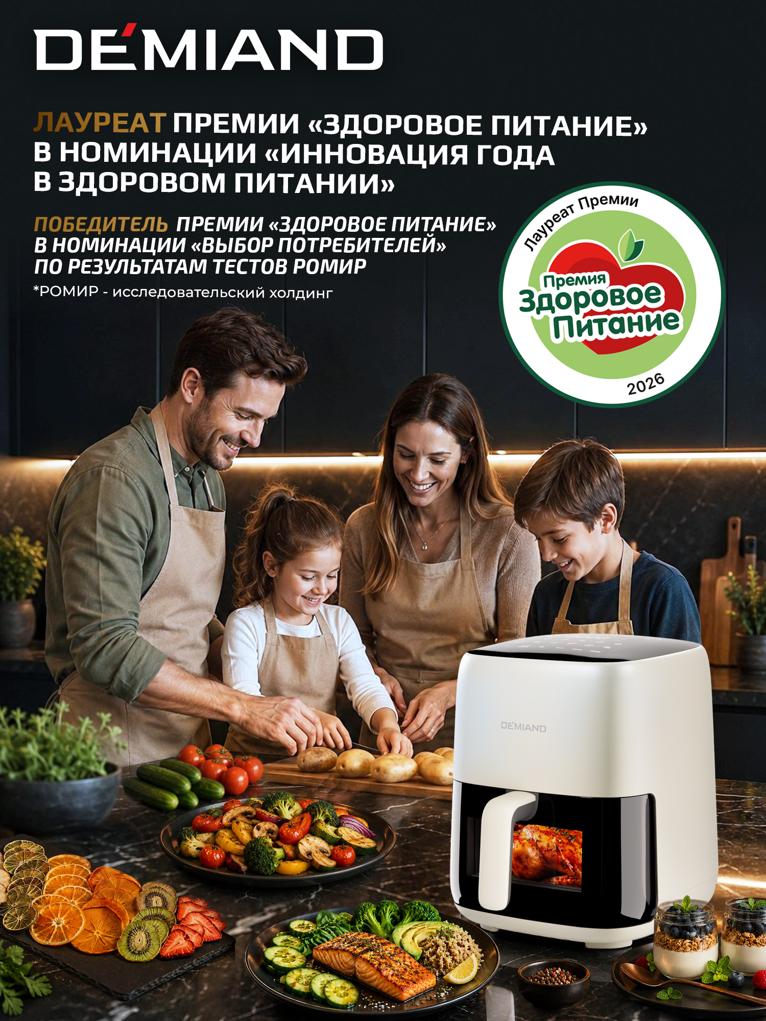 Аэрогриль DEMIAND tarvin с wi-fi керамическое покрытие чаши - фото 6