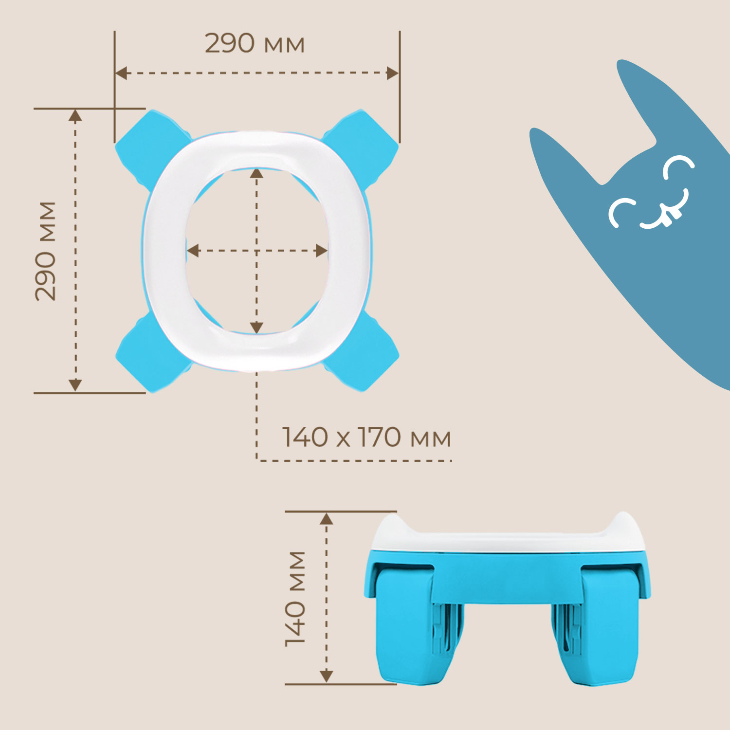 Горшок дорожный ROXY-KIDS складной с многоразовой вкладкой HandyPotty 3 в 1 цвет голубой - фото 2