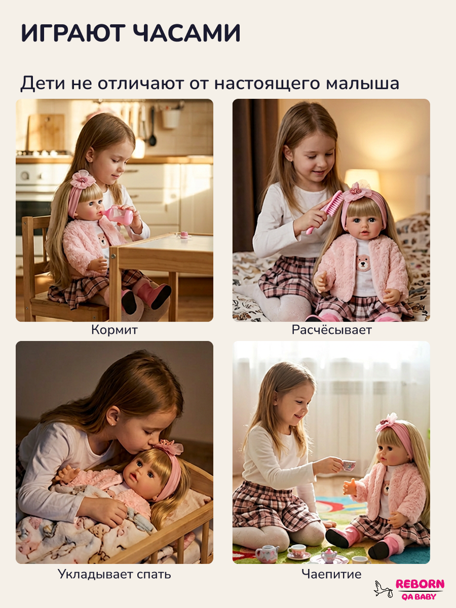 Кукла классическая QA BABY Реборн интерактивная говорящая высота 55 см KD22915В - фото 12