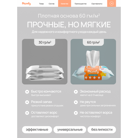 Влажные полотенца Momfy Allergy Comfort 1 упак. 120 шт.