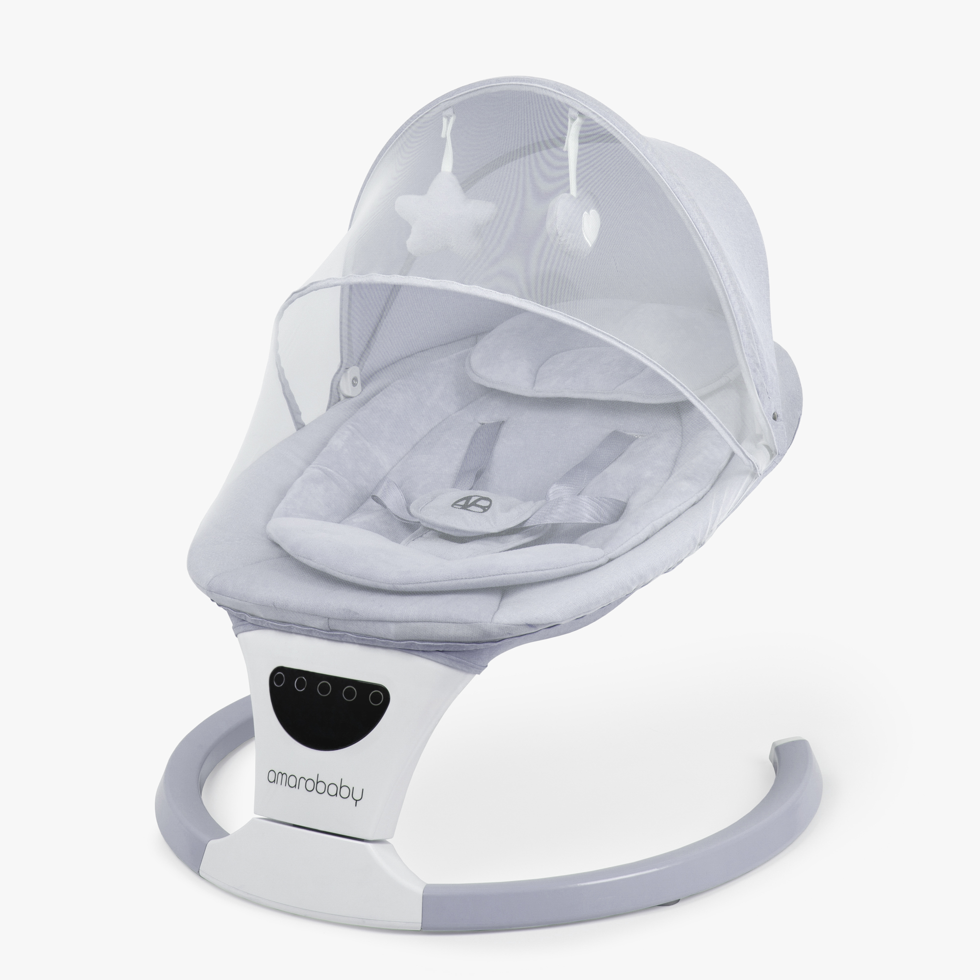 Электронные качели детские Amarobaby Teddy swing серый - фото 26