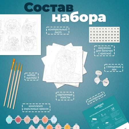 Картина по номерам UNIDEA Милые котики в ассортименте