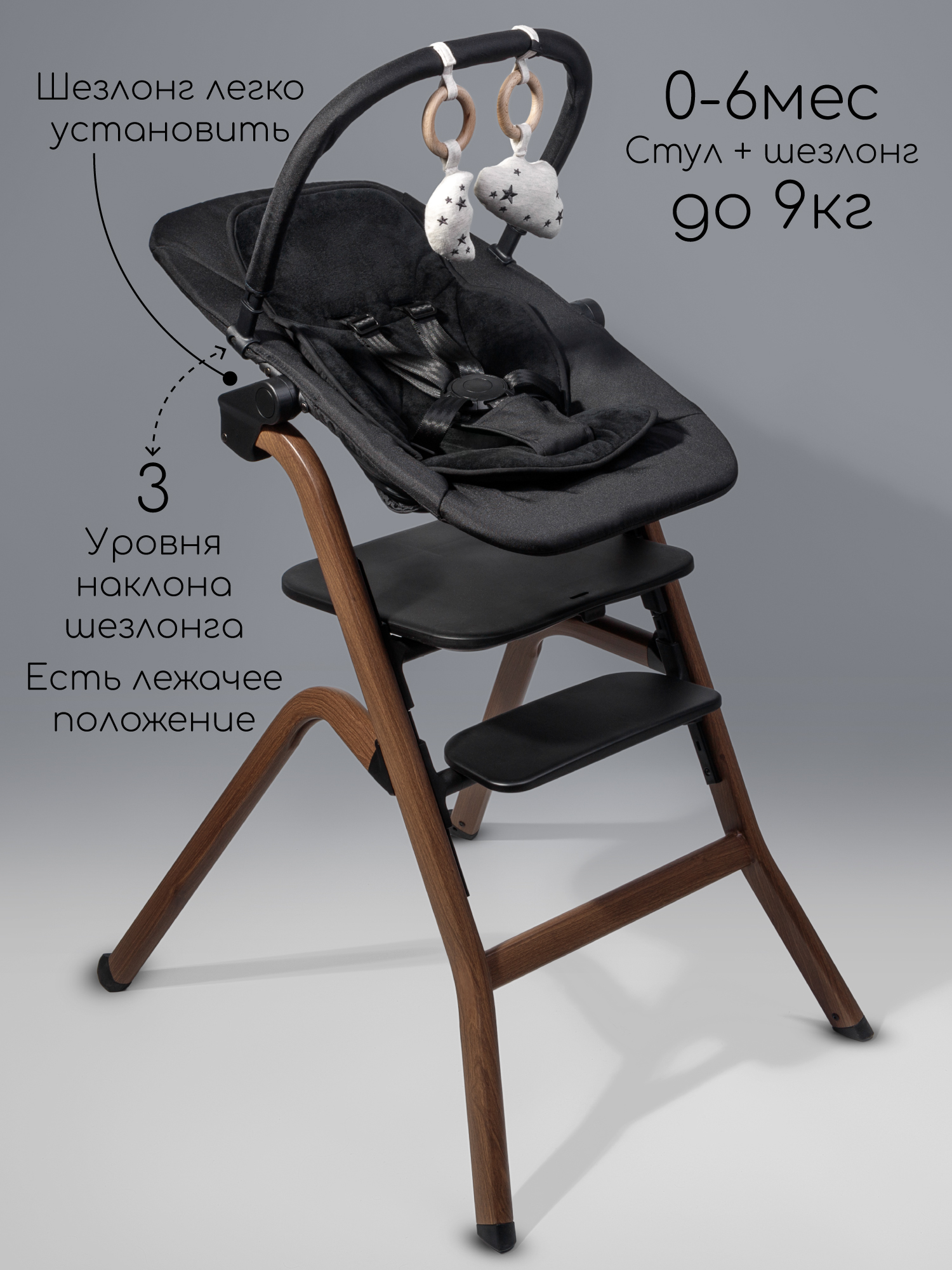 Стульчик для кормления Amarobaby Winnie черный - фото 4