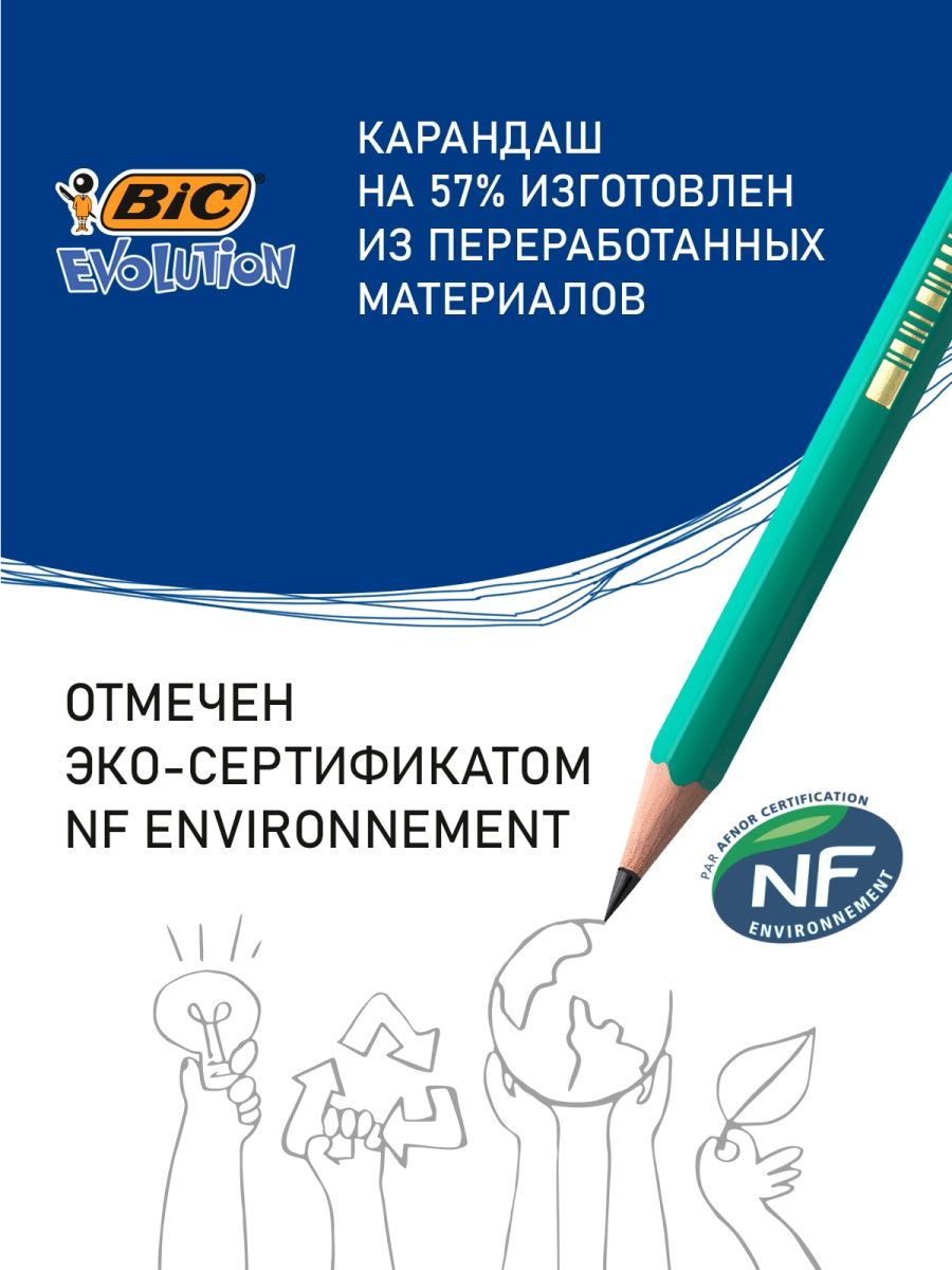 Карандаши чернографитные BIC 12 шт. - фото 5