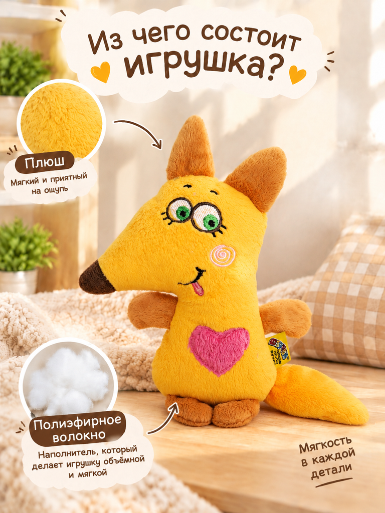 Мягкая игрушка Штучки к которым тянутся ручки лиса - фото 2