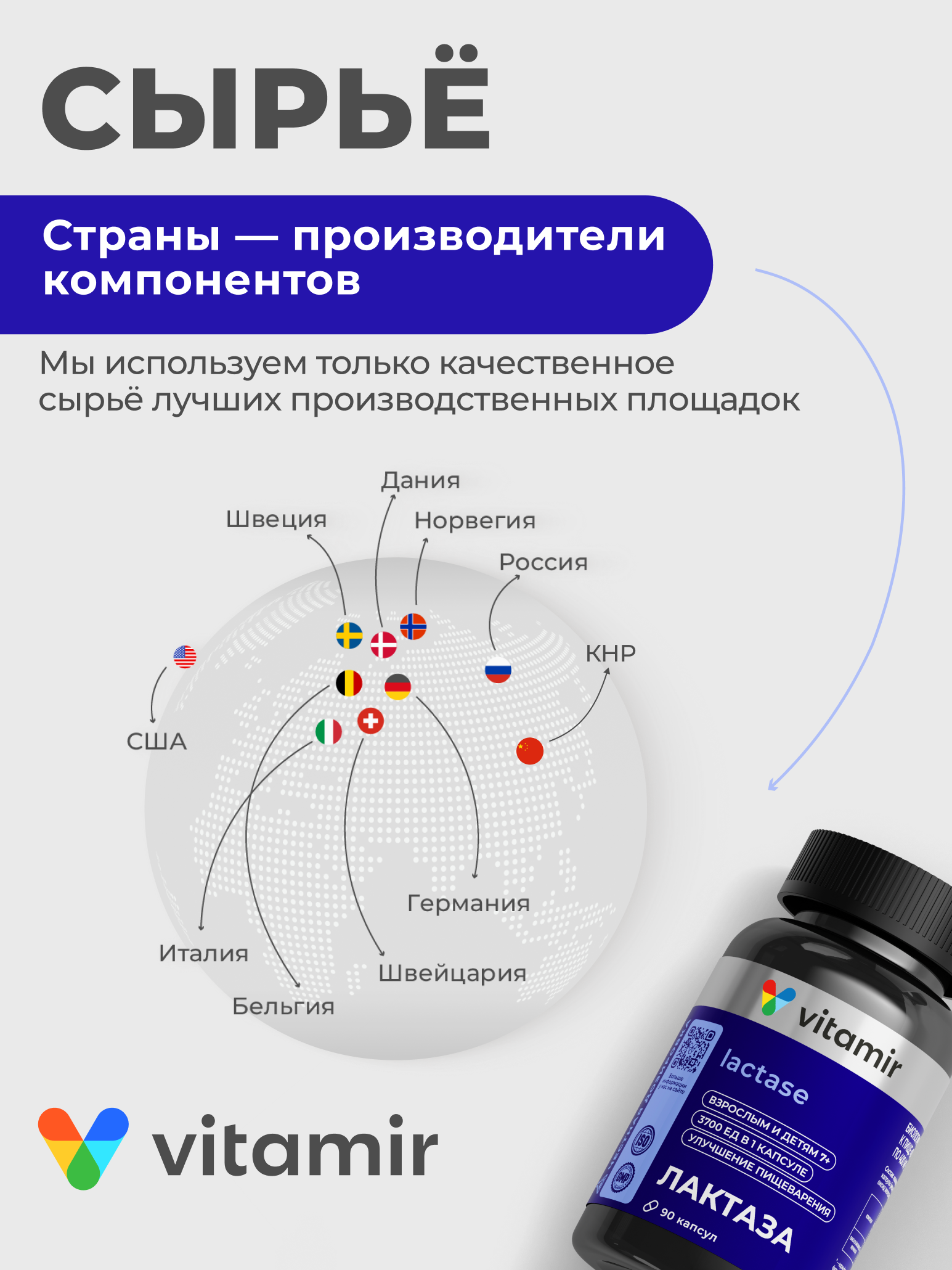 Лактаза для взрослых VITAMIR для пищеварения 90 капсул - фото 7