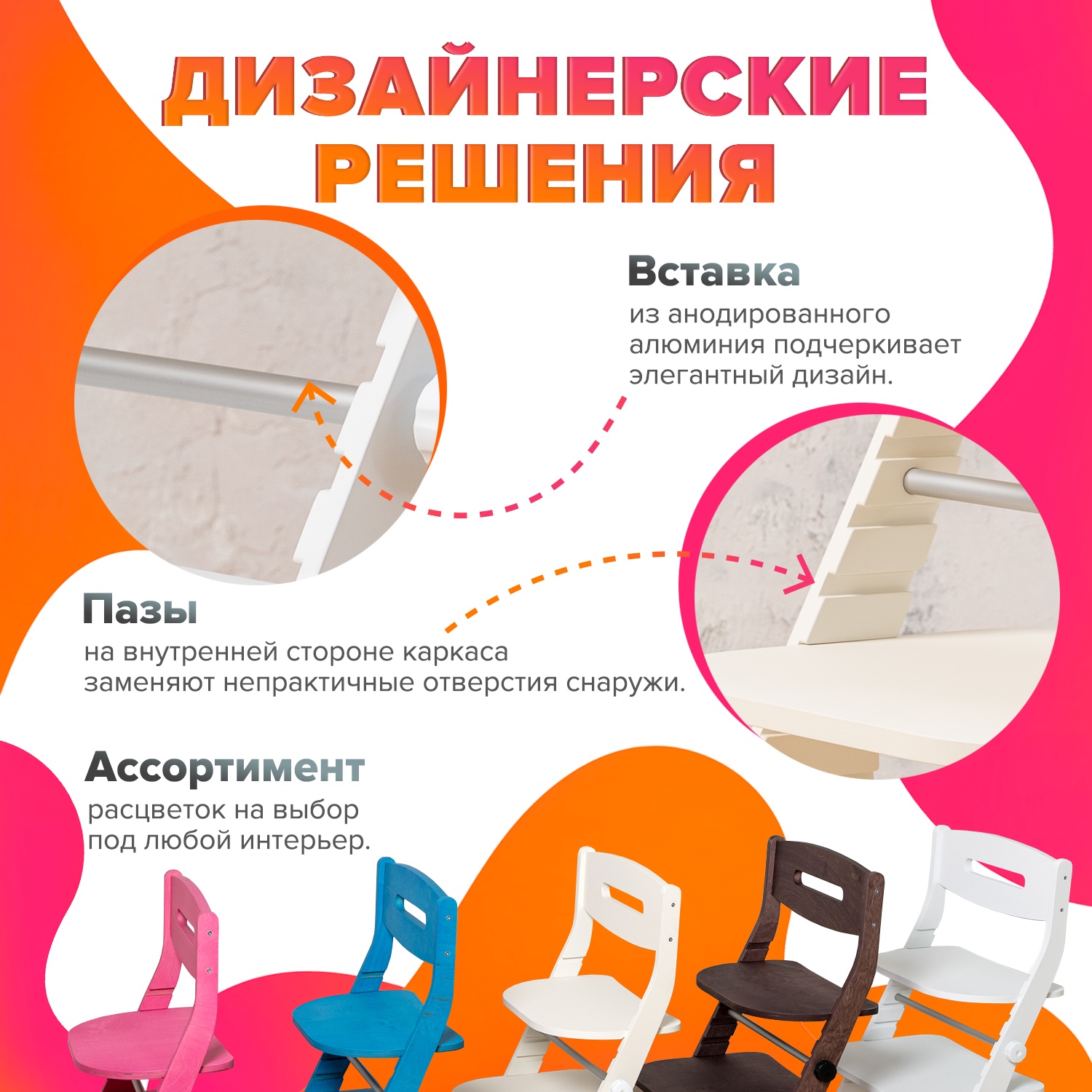 Стульчик для кормления INDSPACE Мультик Веселые фрукты классический - фото 13