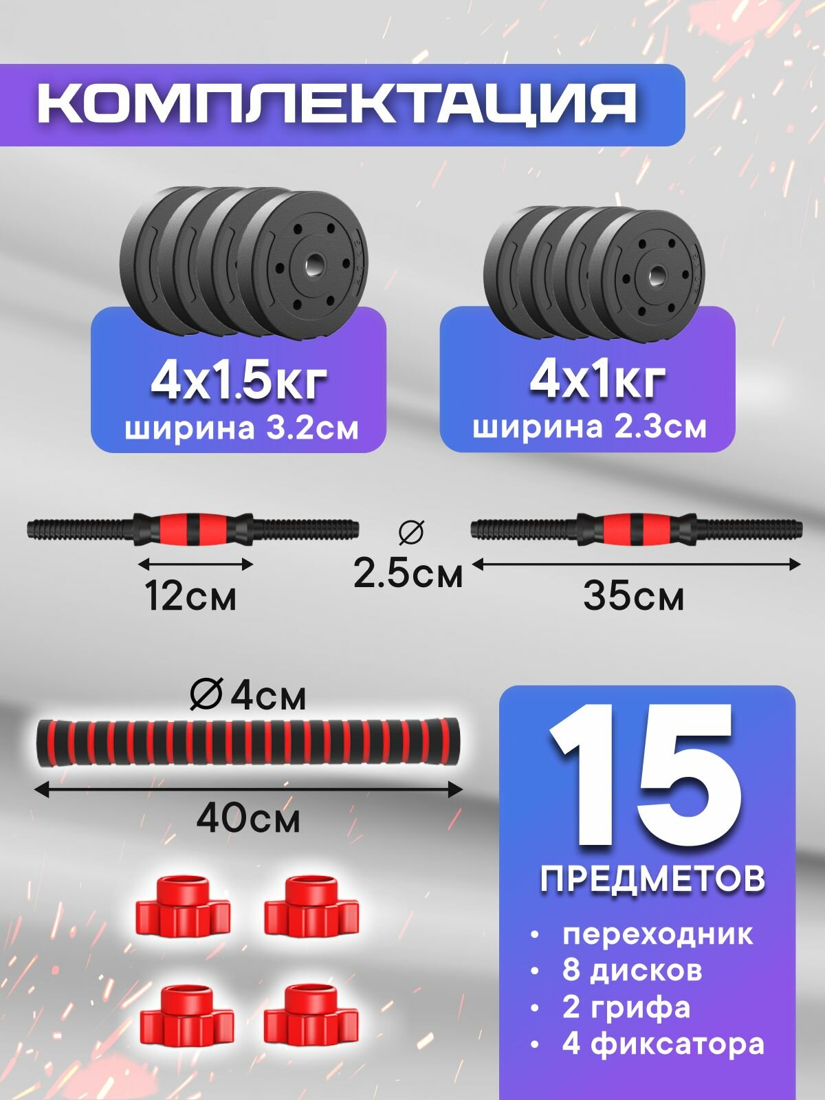 Набор блинов с грифом БлинДаГриф Гантель 5кг 2шт - фото 2