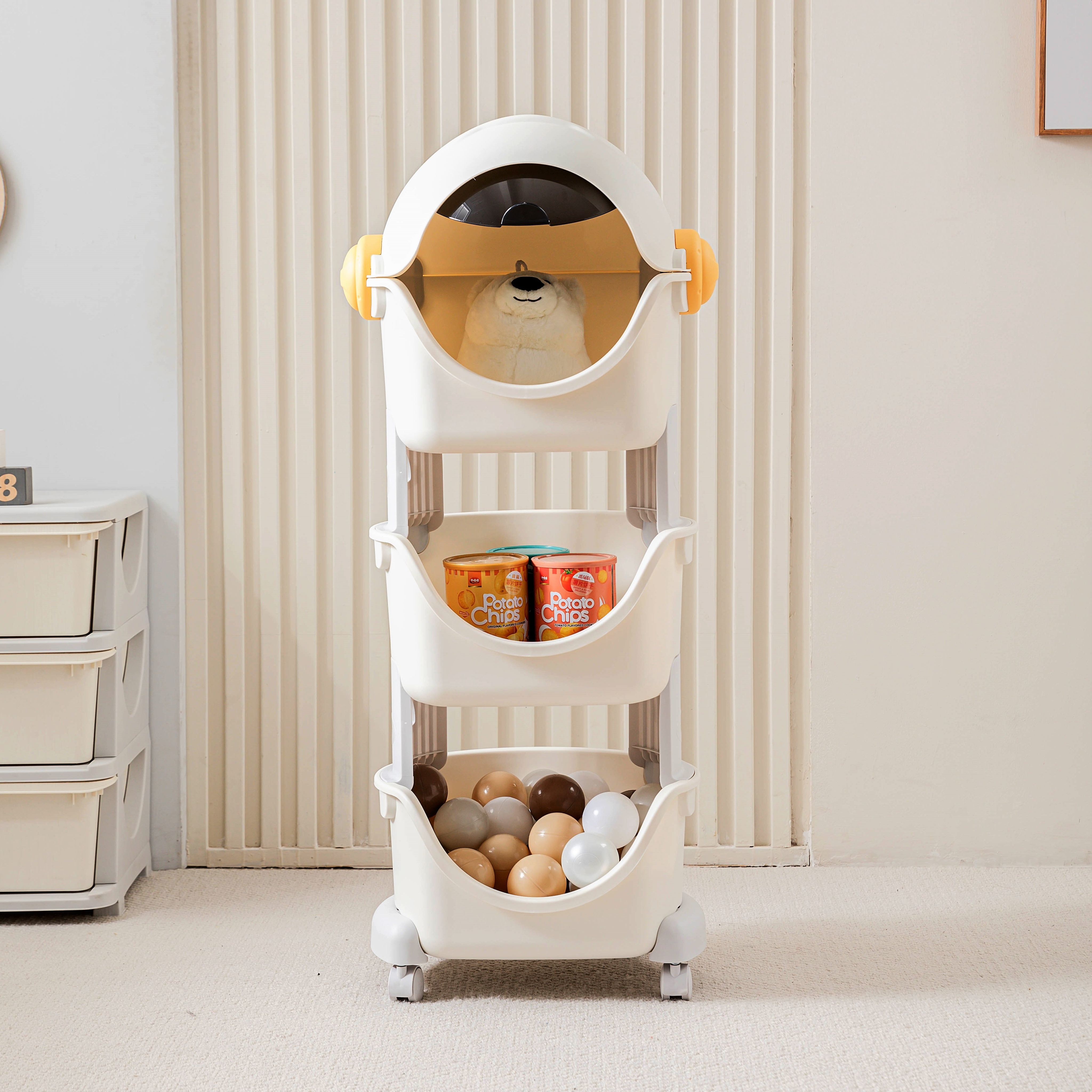 Стеллаж UNIX Kids Cosmo 3 levels Grey на колесиках - фото 8
