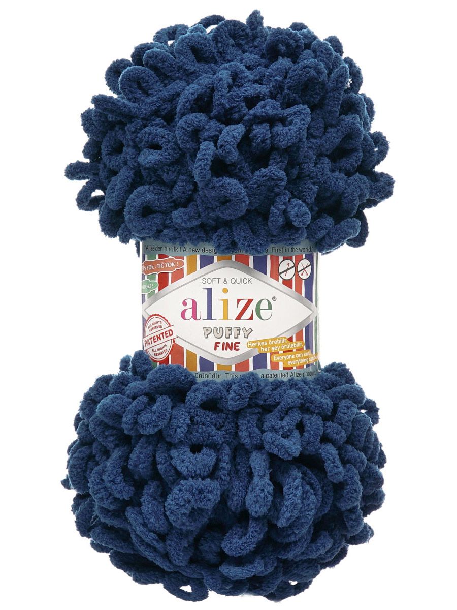 Пряжа для вязания Alize puffy fine 100 г 14.5 м микрополиэстер фантазийная мягкая 93 петроль 5 мотков - фото 4