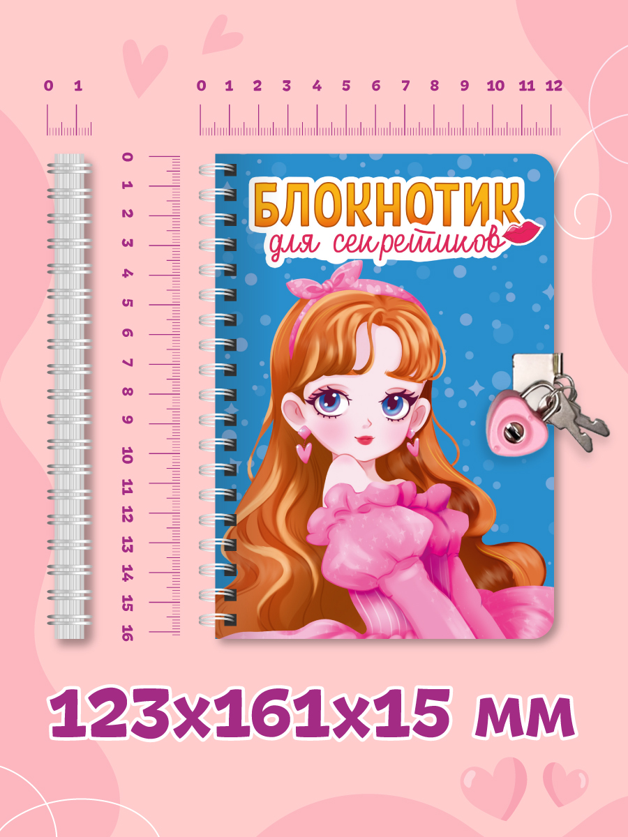 Блокнот Проф-Пресс с замочком на кольцах. Голубой 48 лист. - фото 4
