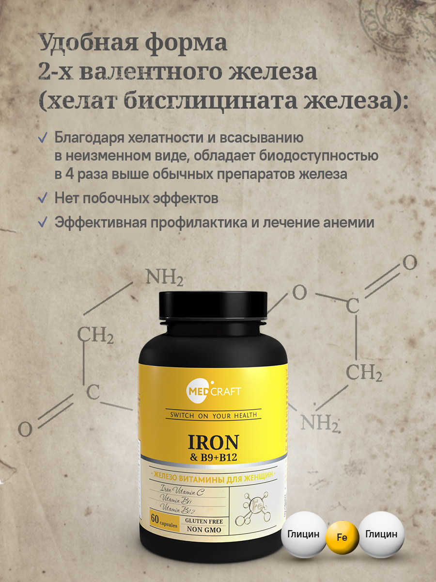 БАД MedCraft Железо хелат и витамины для женщин Iron - фото 4