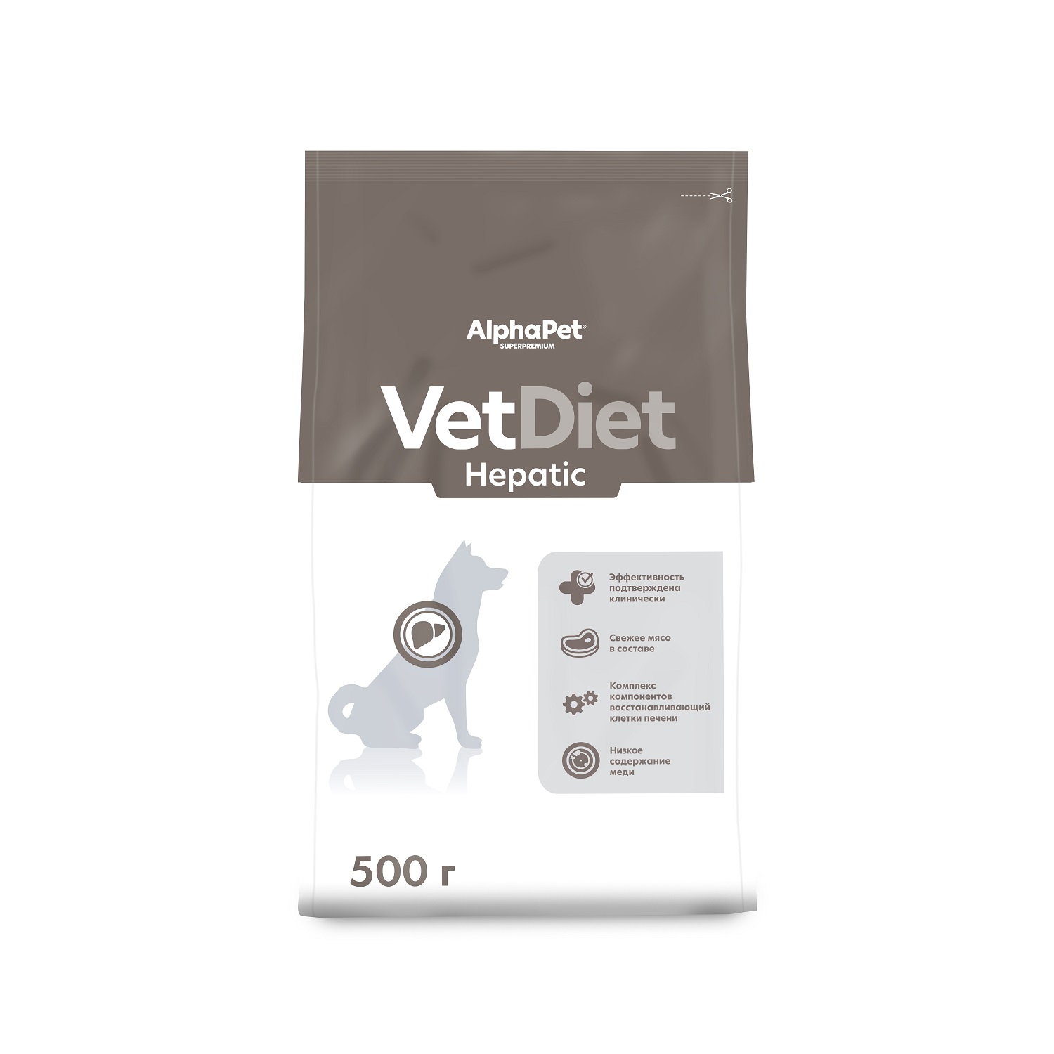 Корм для собак AlphaPet Vet Diet Hepatic сухой для взрослых собак при заболевании печени 500г - фото 1