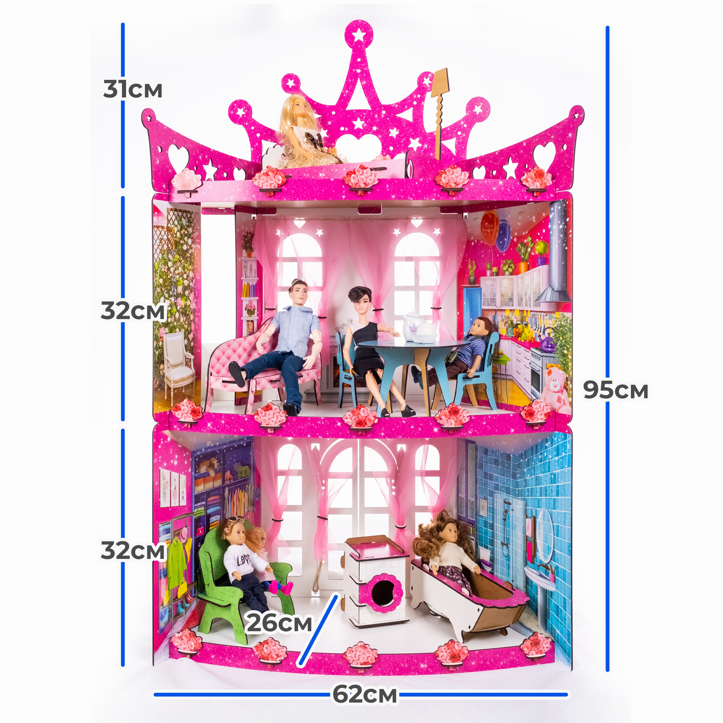 Домик для кукол Teremtoys 95 см с мебелью КД-18 - фото 10