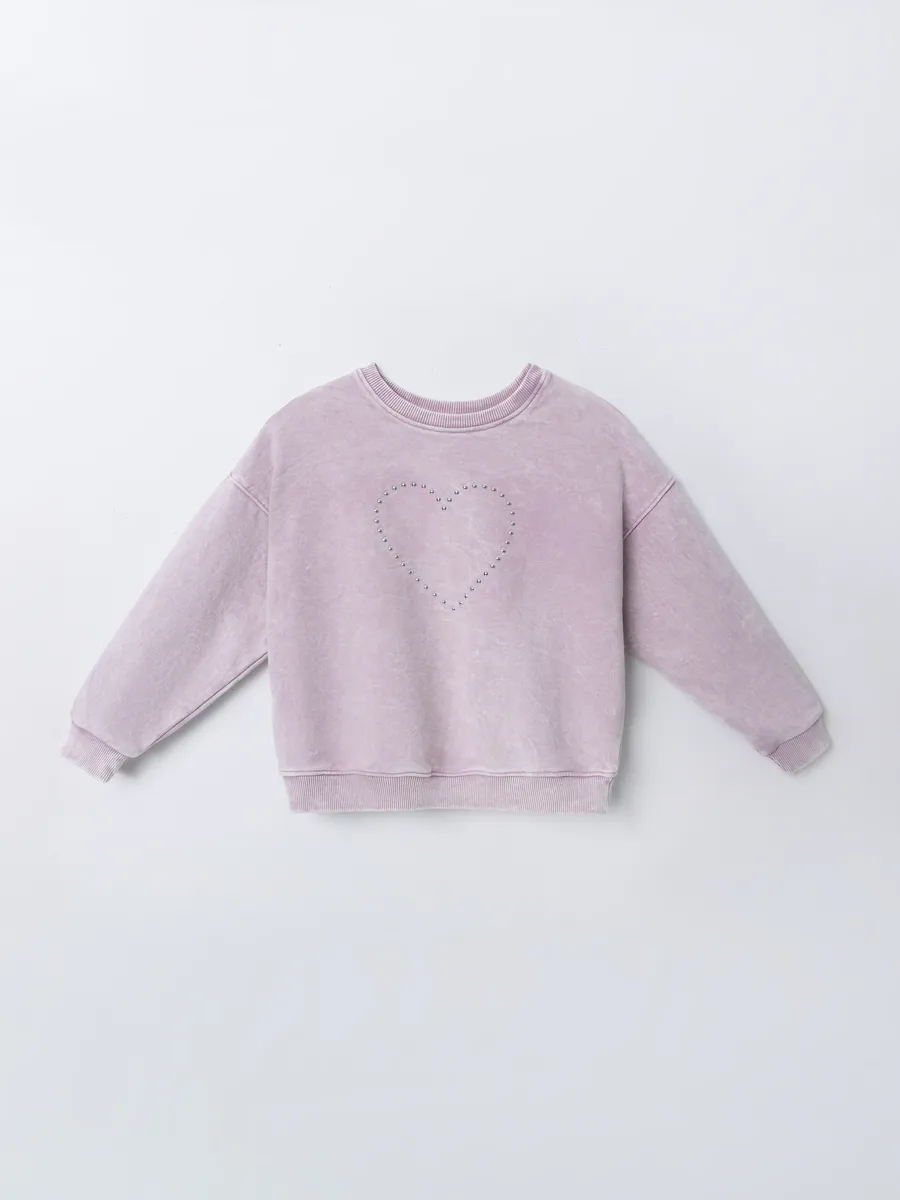 Свитшот Mark Formelle (Марк Формэль) 127993/ACID WASH сиреневый +печать - фото 7