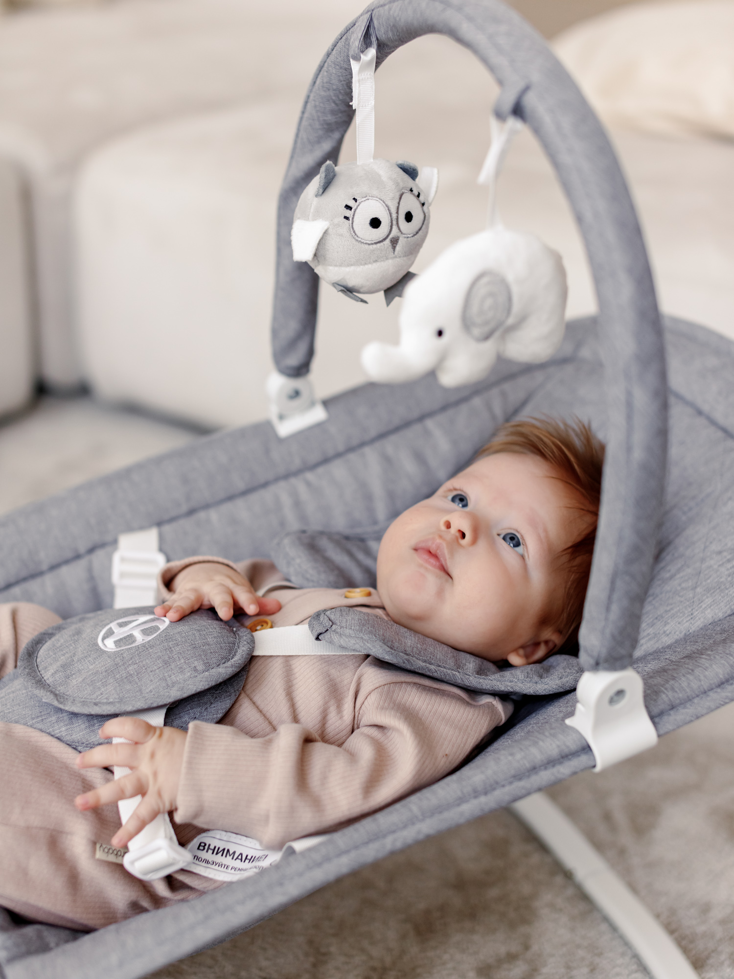 Электронные качели серый Amarobaby Happy swing - фото 22