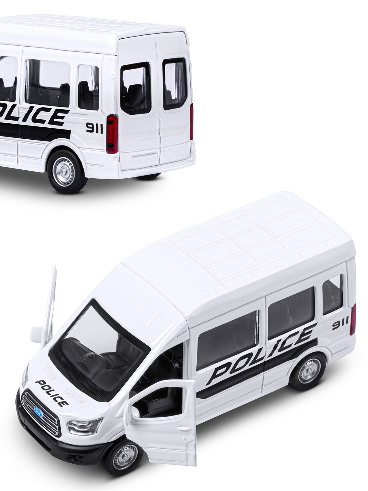 Полицейская машина АВТОпанорама Ford Transit 1:52 Полиция JB1251633 - фото 12