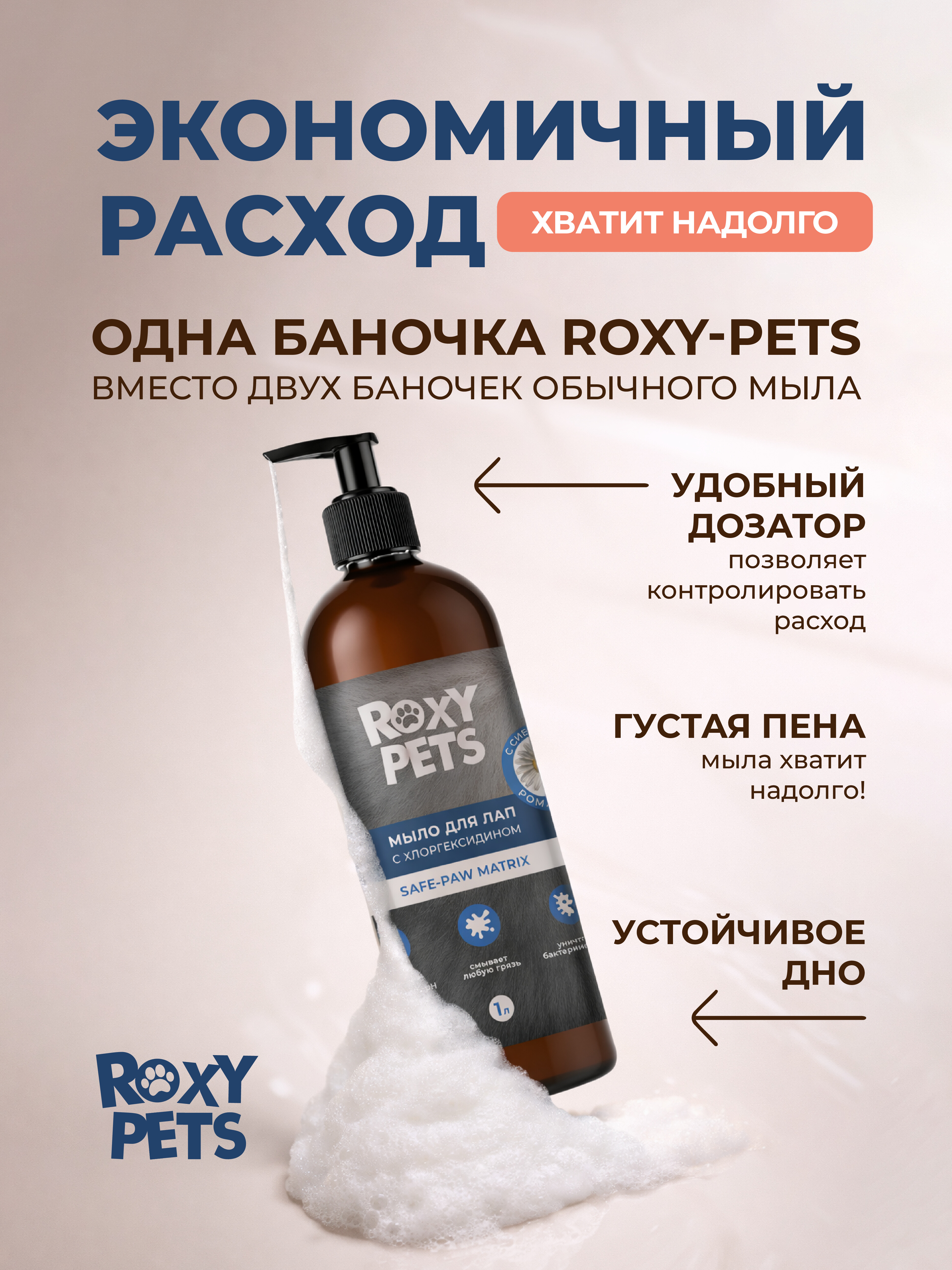 Мыло для лап ROXY PETS с хлоргексидином гипоаллергенное - фото 4