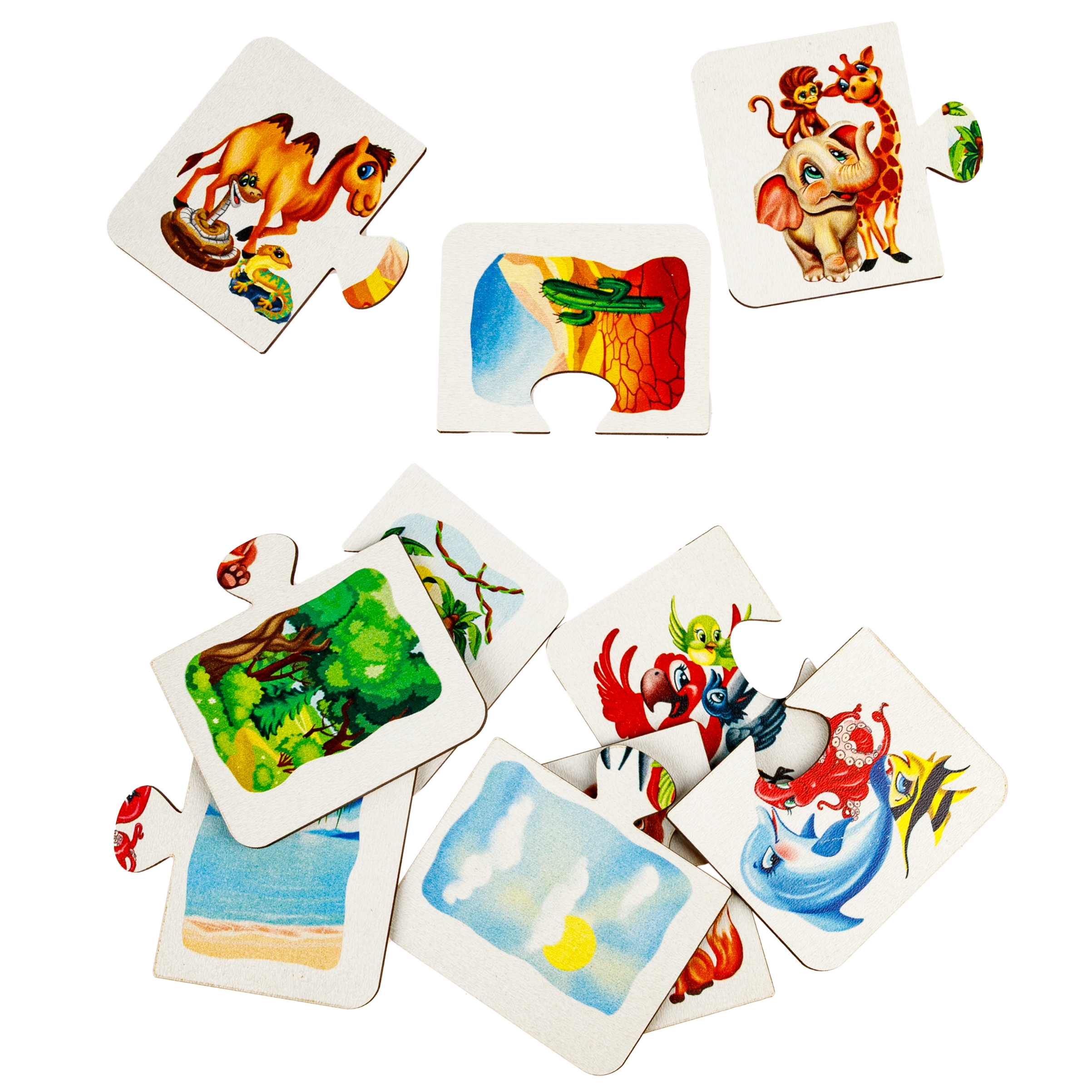 Пазл 1TOY с животными из двух частей деревянный - фото 2