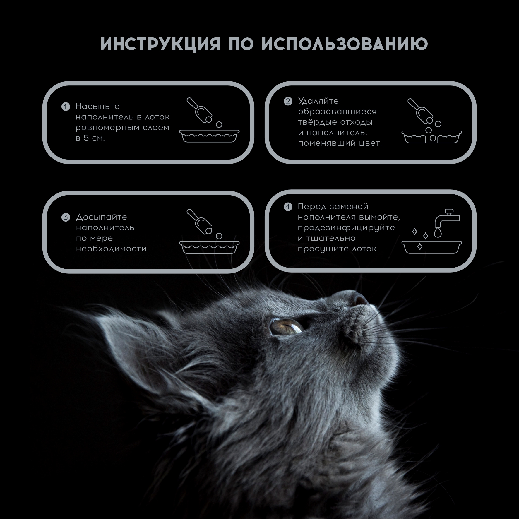 Наполнитель для кошачьего туалета Homzen силикагелевый с активированнным углем 1.5кг 3.8л - фото 6