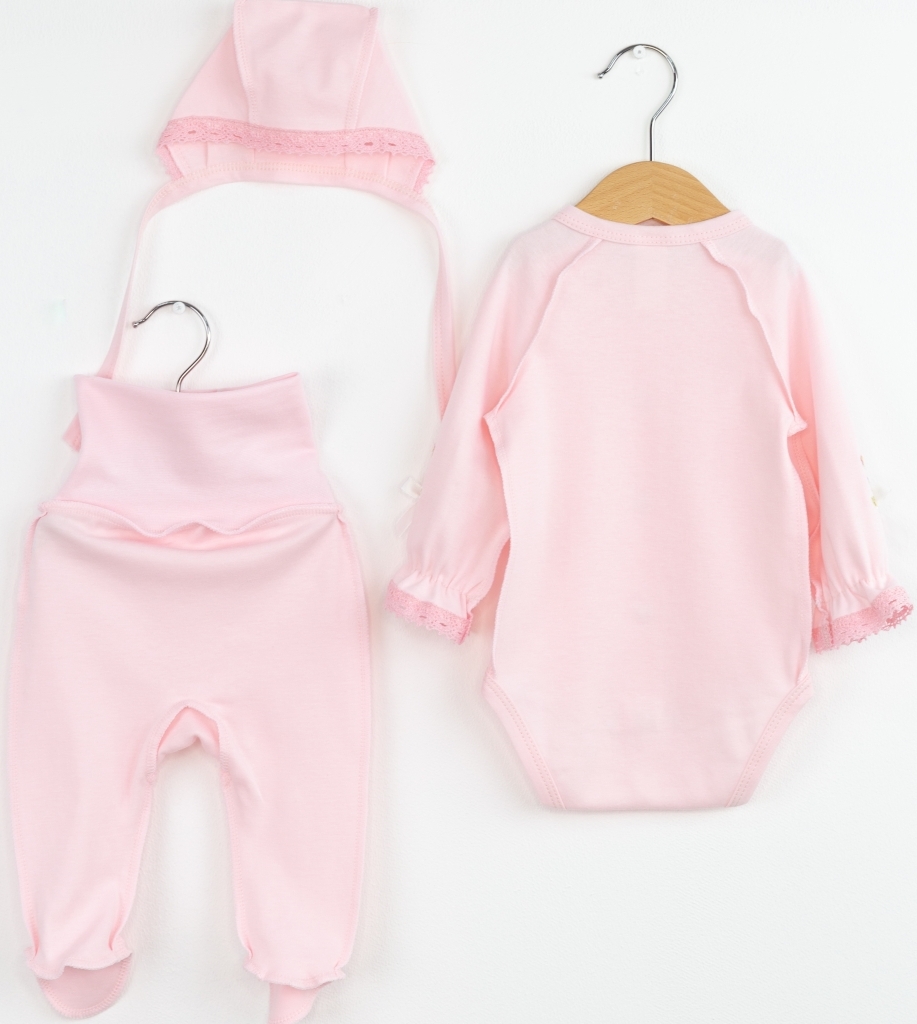Боди и ползунки с чепчиком Baby boom КН165/2-И Вышивка розовый - фото 2