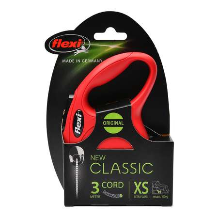 Рулетка Flexi New Classic XS трос 3 м до 8 кг Красная
