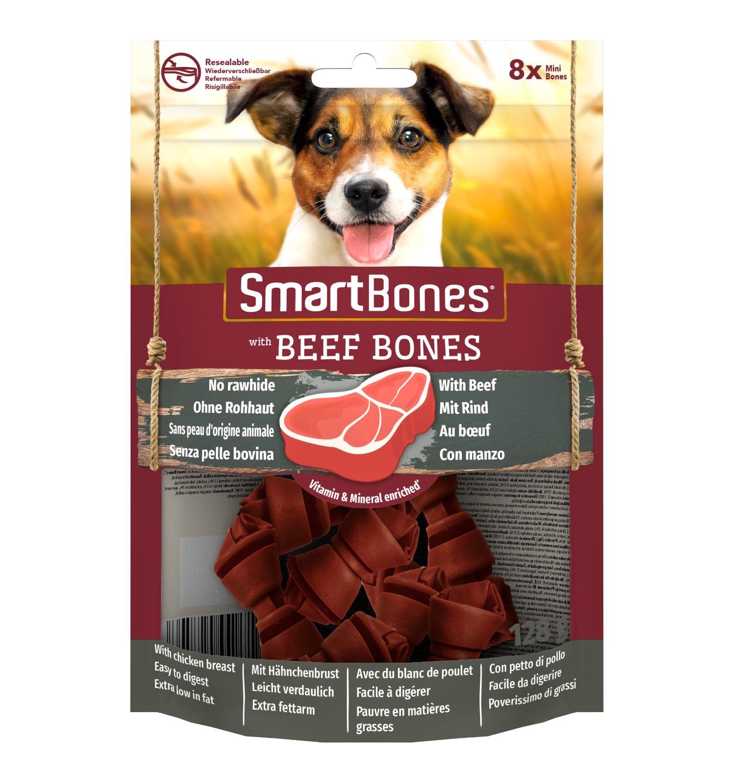Лакомство для собак косточки Smart Bones с говядиной мини 8шт - фото 1