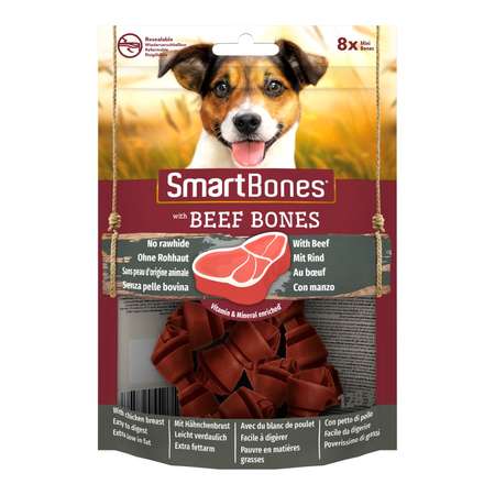 Лакомство для собак косточки Smart Bones с говядиной мини 8шт