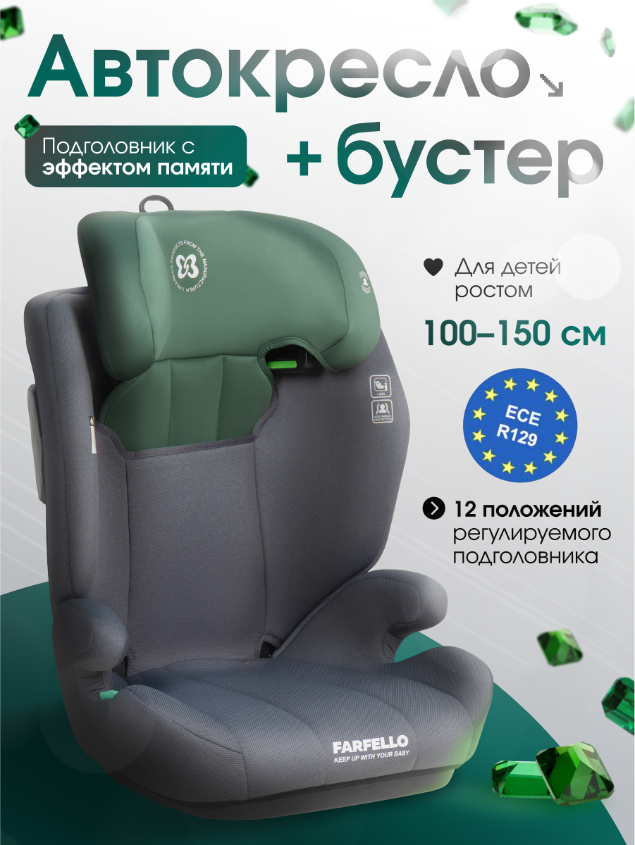 Автокресло Farfello Le9 2/3 (15-36 кг) зеленый - фото 12