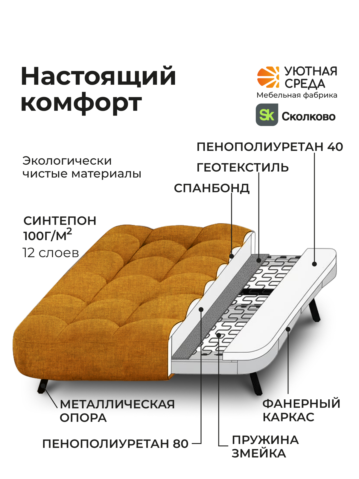 Диван Уютная среда желтая рогожка желтый - фото 9