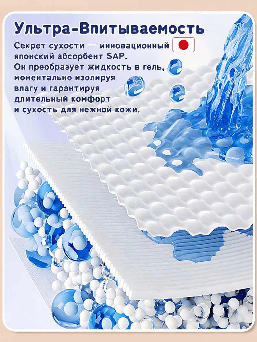 Подгузники YUKUMOO для новорожденных S (3-6 кг) 60 шт. - фото 4