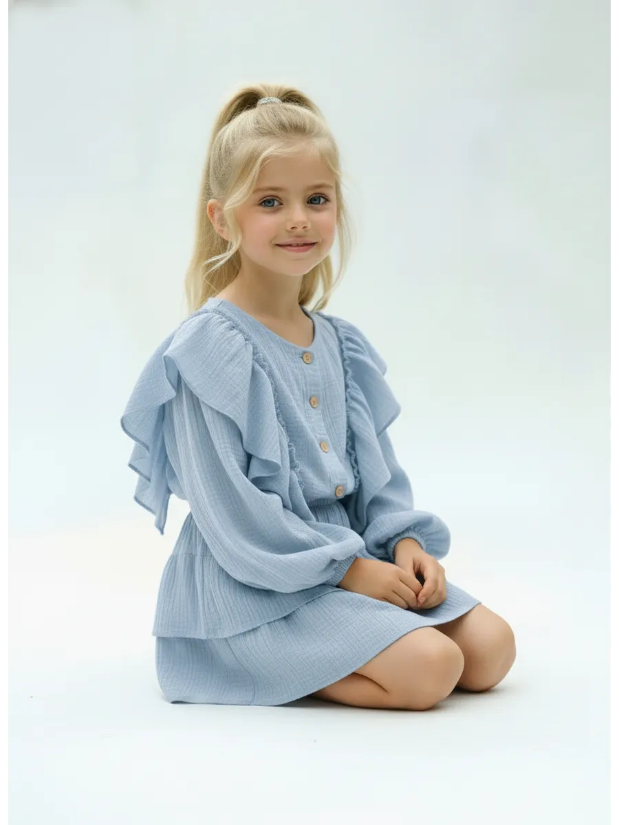 Костюм Leli dress костюм_муслин_с_юбкой_голубой - фото 7