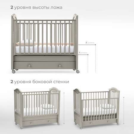 Детская кроватка Nuovita прямоугольная, продольный маятник (серый)