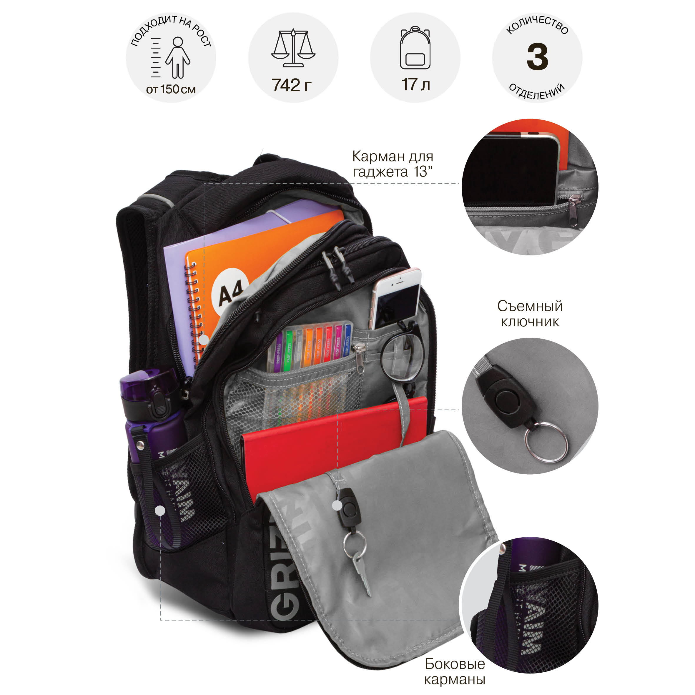 Рюкзак Grizzly для мальчика - фото 7