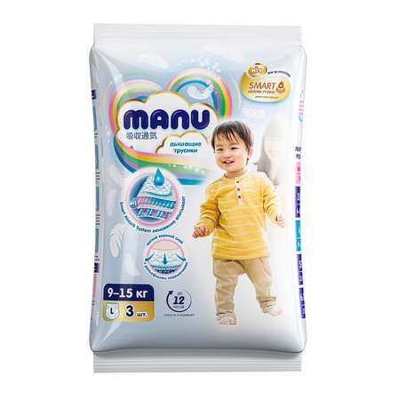 Трусики MANU L (9-15 кг) 3 шт.